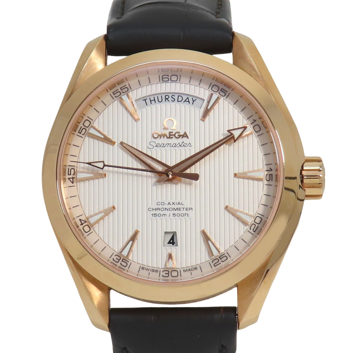 シーマスター アクアテラ デイデイト 231.53.42.22.02.001 PG/革 シルバー 自動巻き メンズ