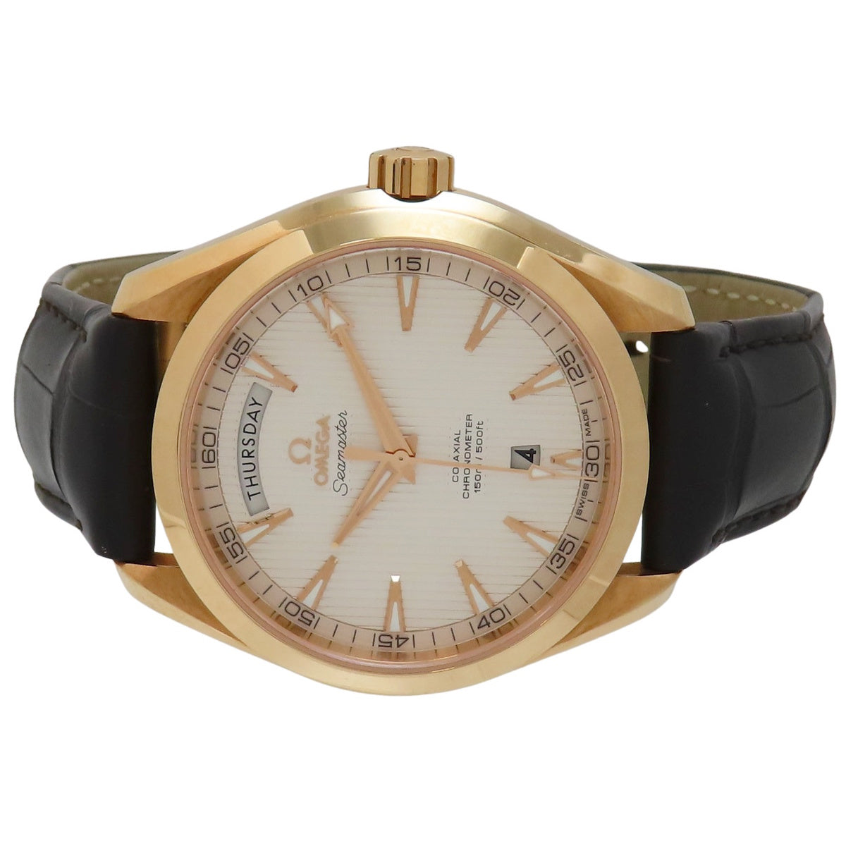 シーマスター アクアテラ デイデイト 231.53.42.22.02.001 RG/革 シルバー 自動巻き メンズ