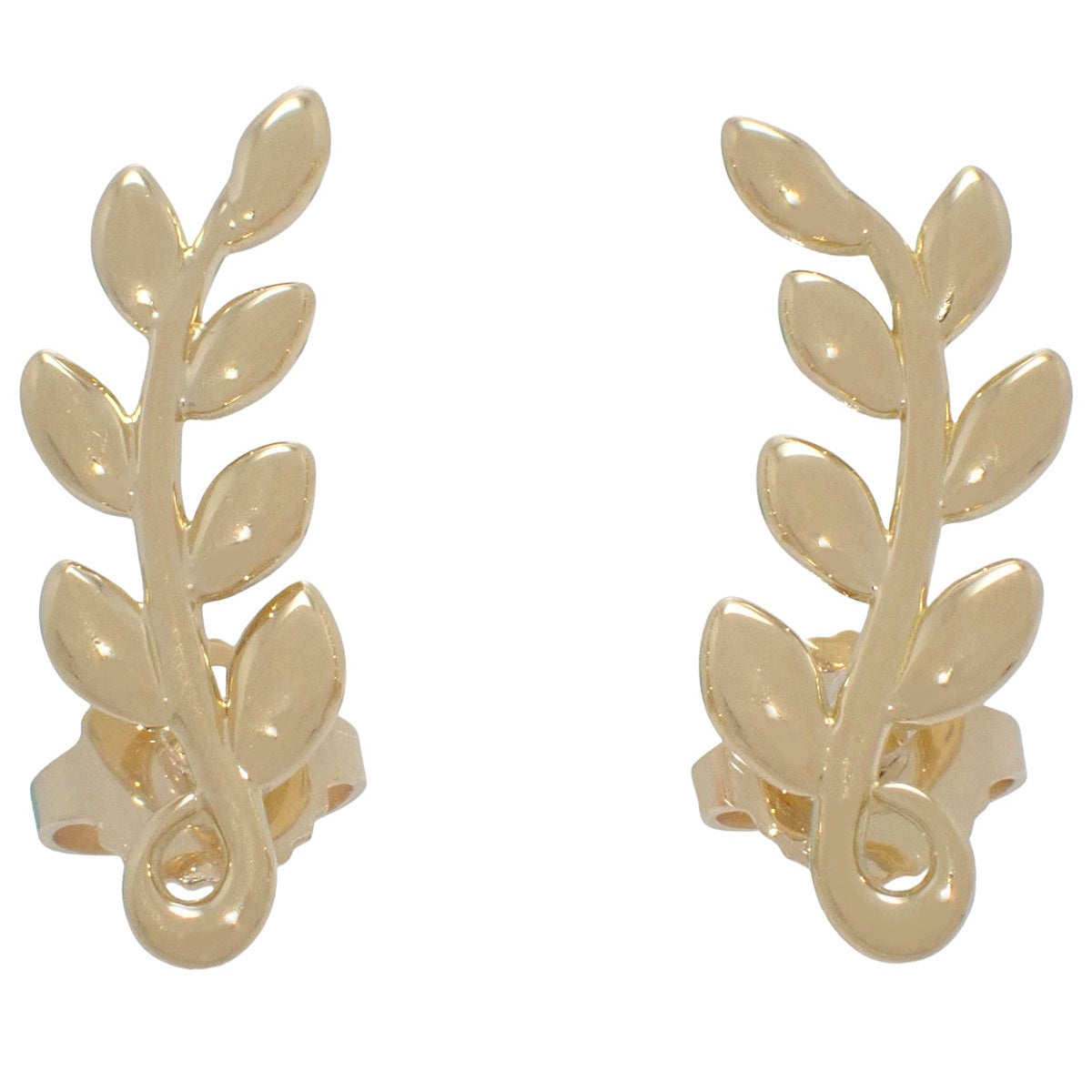 Olive Leaf Climber Pierced Earrings, K18YG, 2.9g