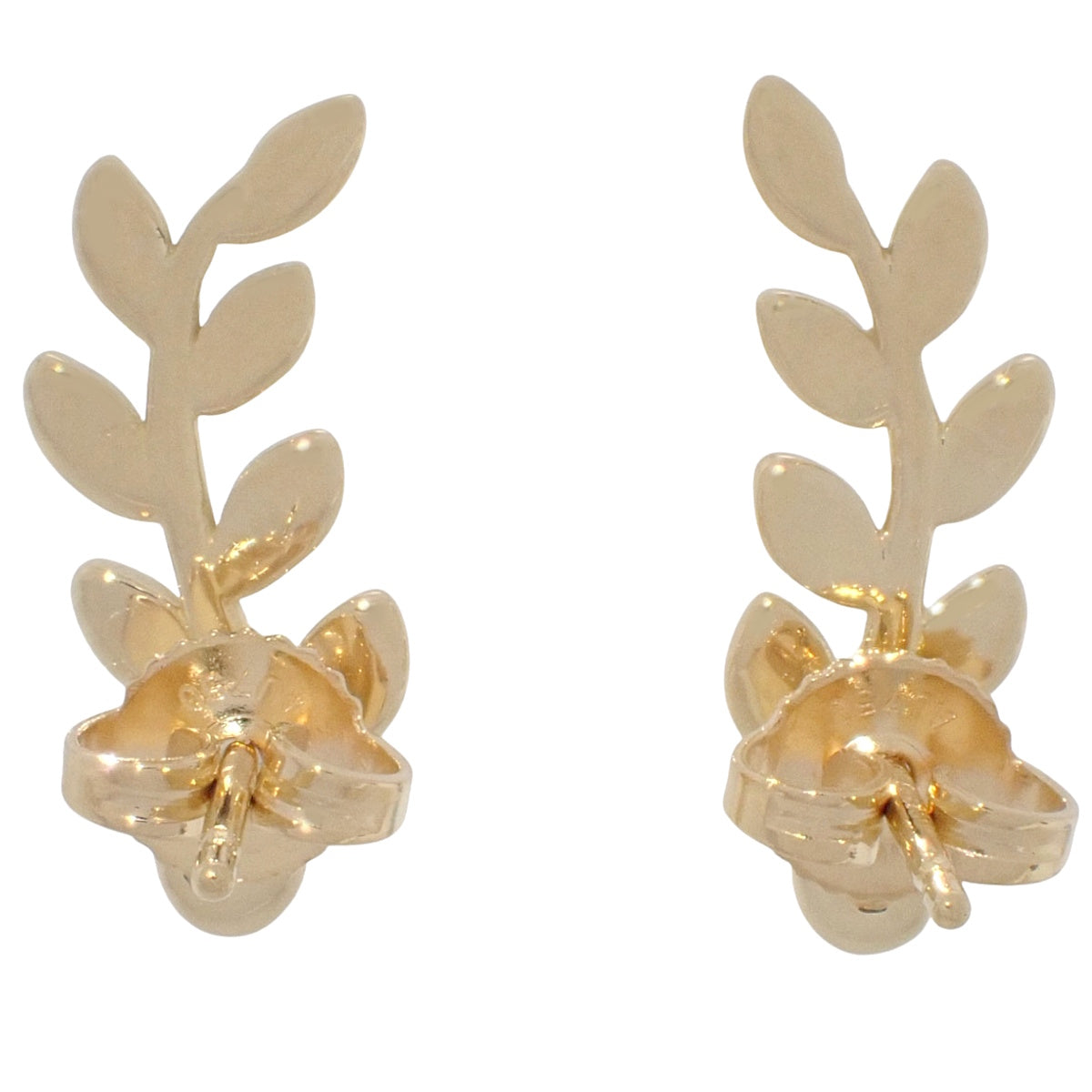 Olive Leaf Climber Pierced Earrings, K18YG, 2.9g
