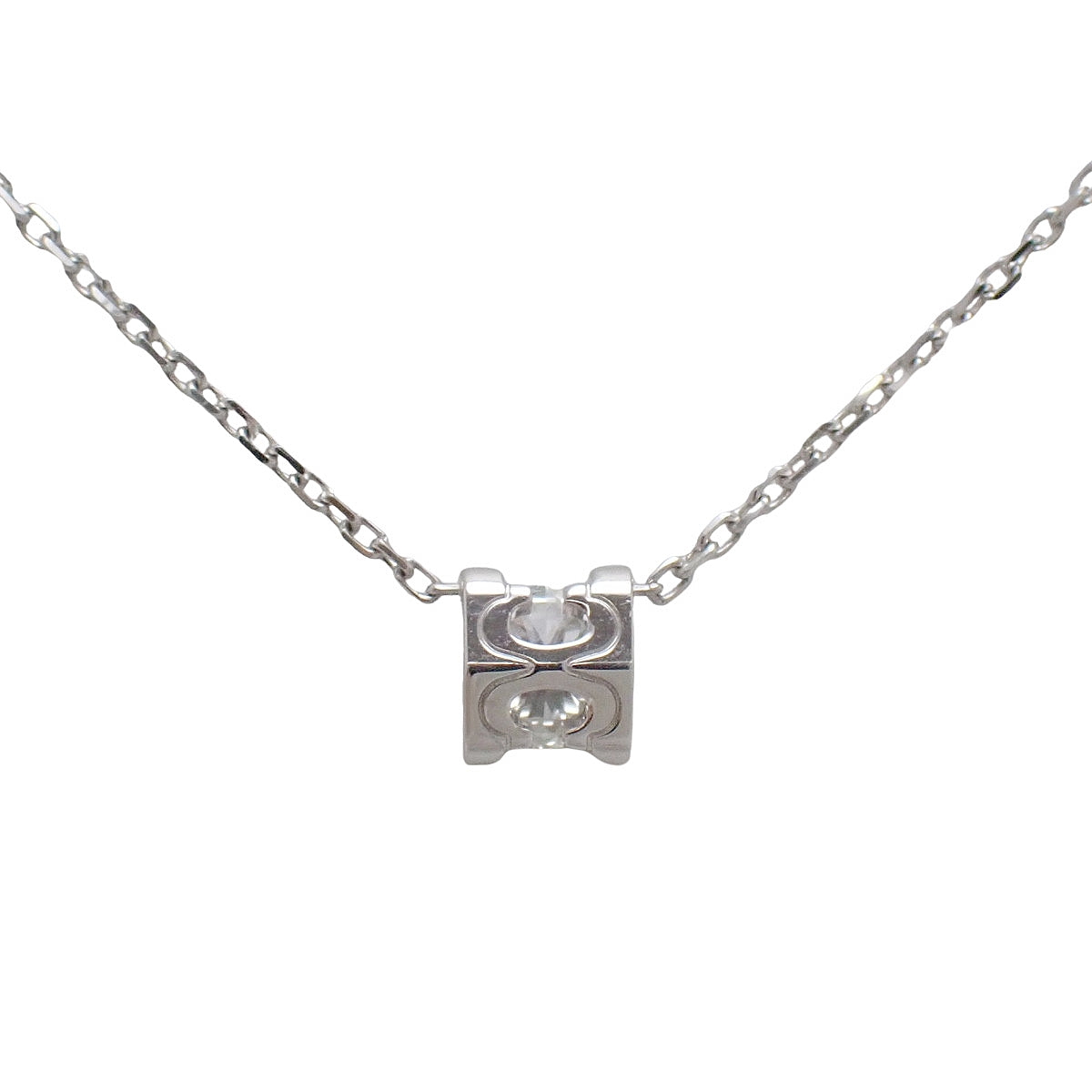C de Cartier Necklace, Diamond D0.30, White Gold K18WG, 2.6g