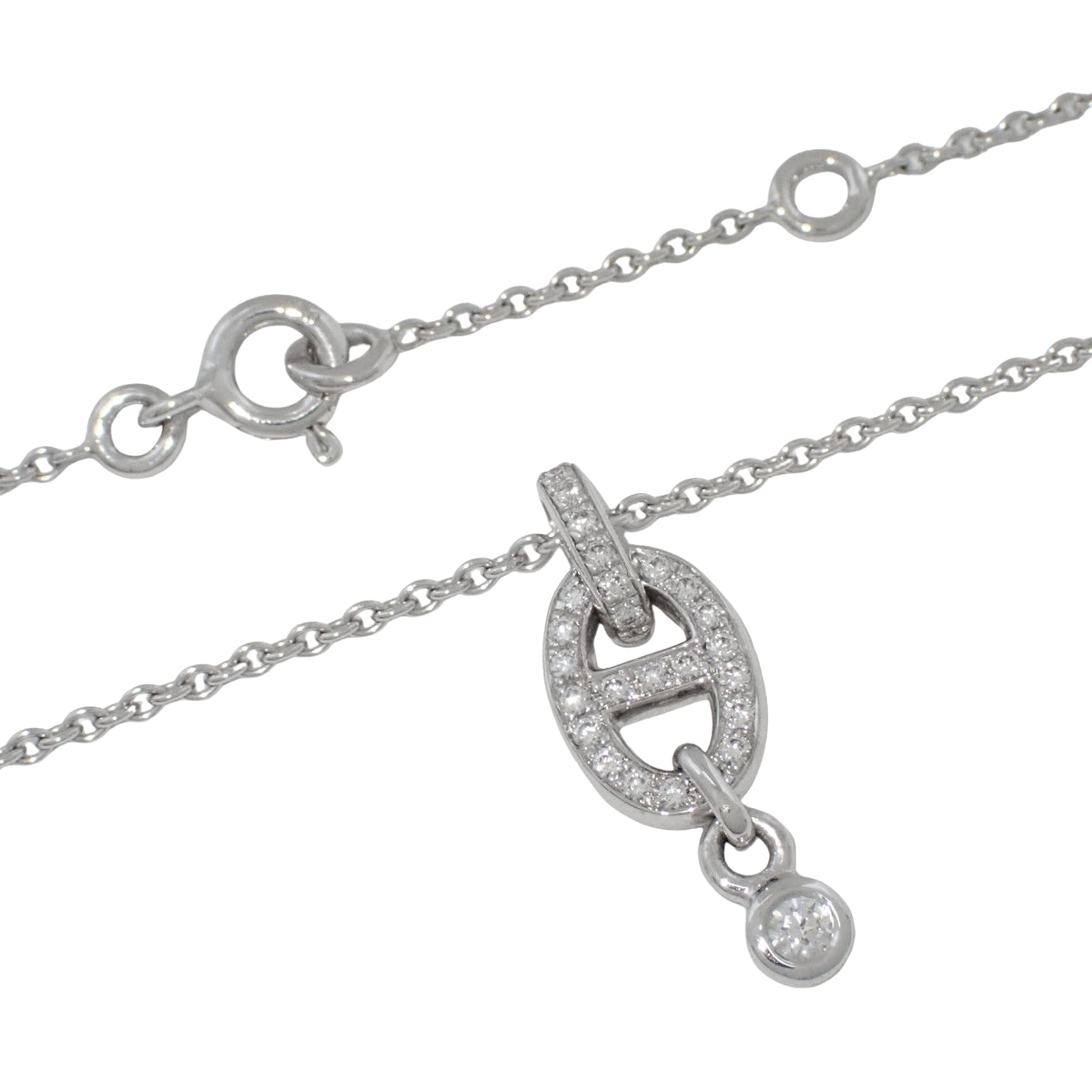 Chaine d'Ancre Enchainee Necklace Diamond D0.18 White Gold K18WG 4.6g