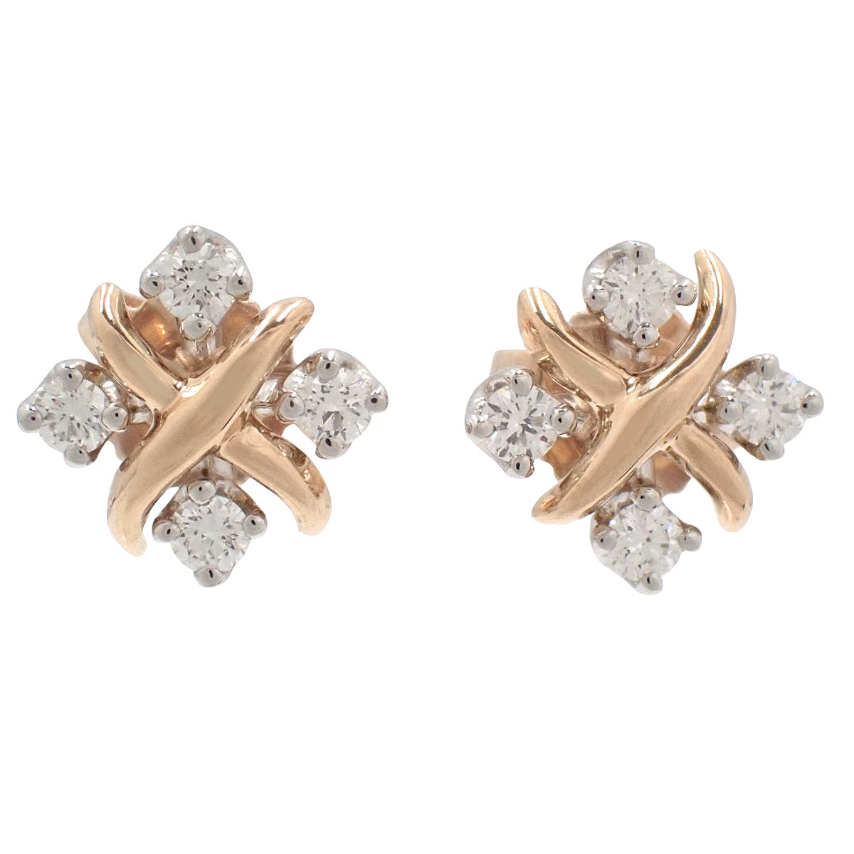 Earrings Diamond Pink Gold K18PG Platinum Pt950 3.2g