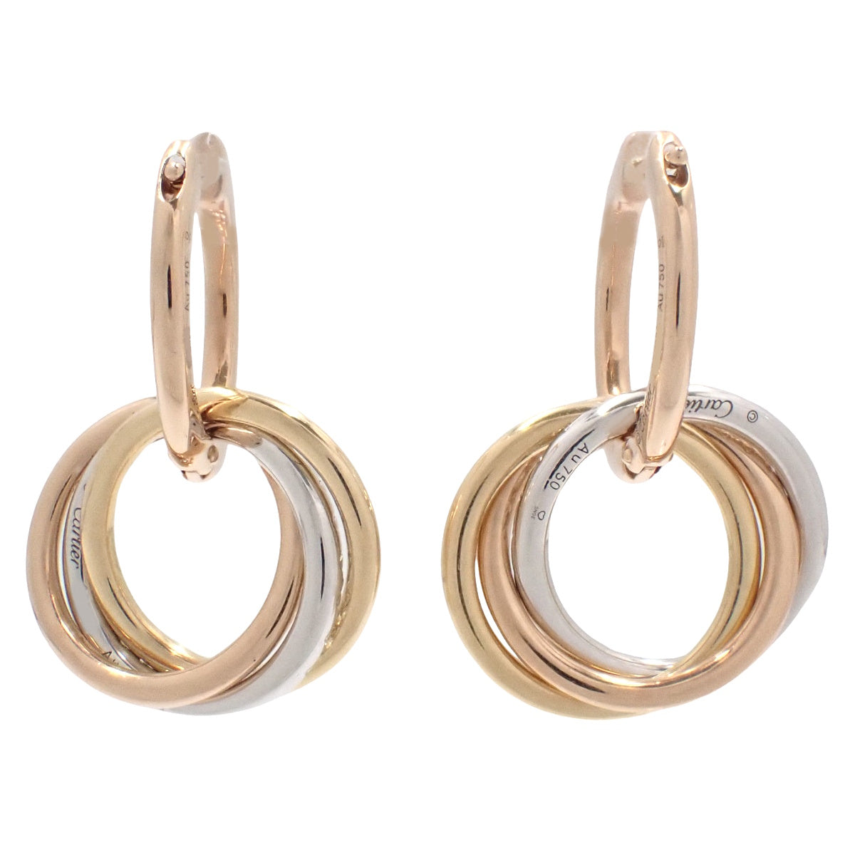 Trinity Earrings, Semi-Pavé Diamonds, K18YG, PG, WG, 6.7g
