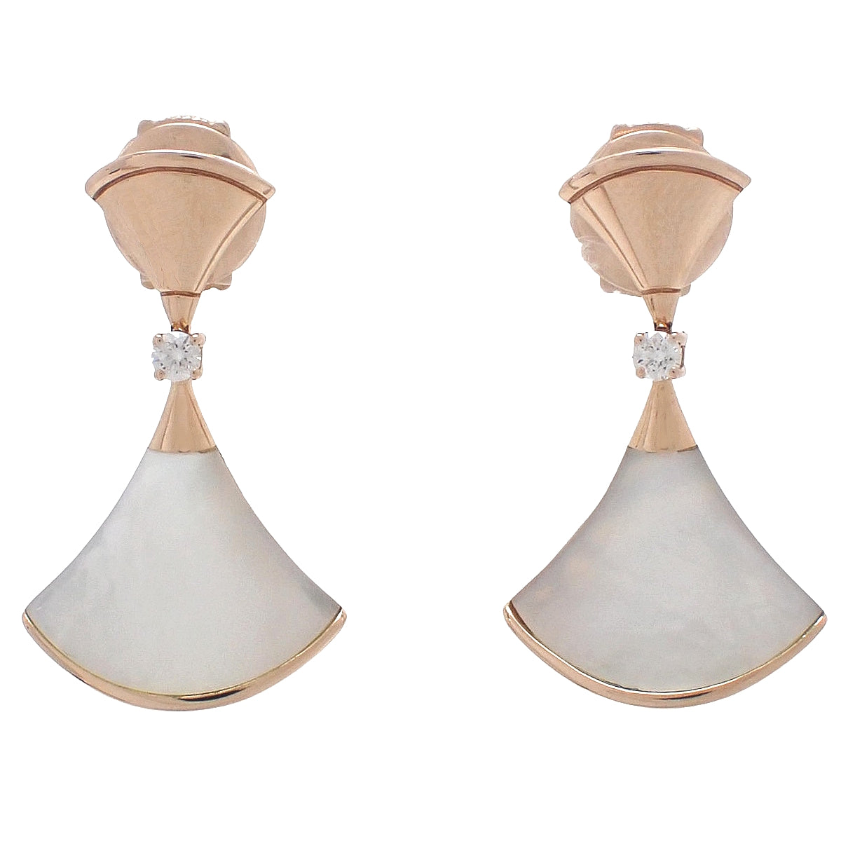 DIVAS' DREAM Earrings Mother-of-pearl/Diamonds K18PG 5.3g