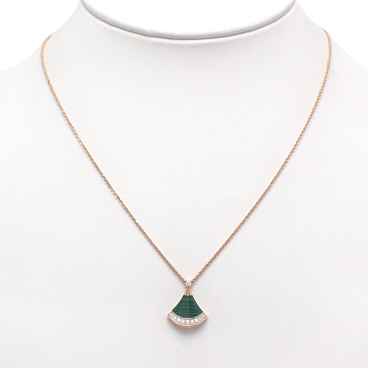Diva's Dream Necklace Malachite/Diamond Pink Gold K18PG 6.3g