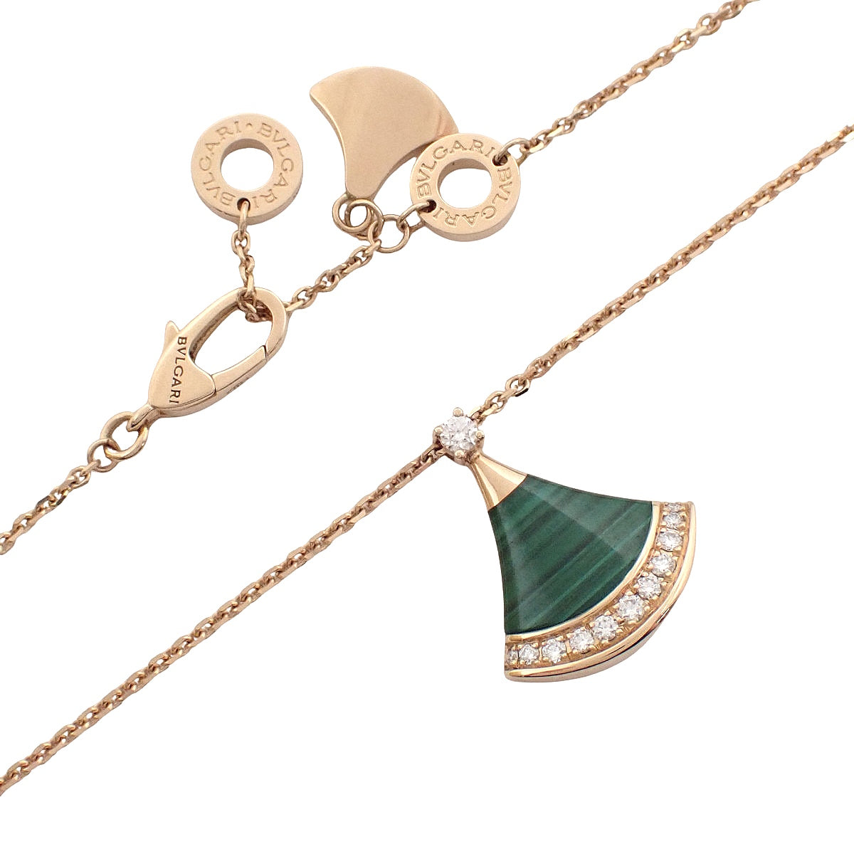 Diva's Dream Necklace Malachite/Diamond Pink Gold K18PG 6.3g