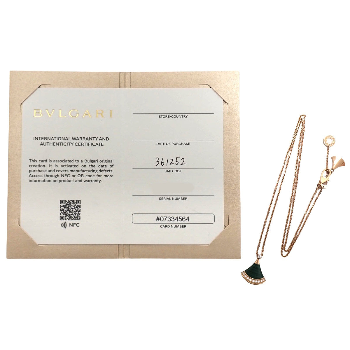 Diva's Dream Necklace Malachite/Diamond Pink Gold K18PG 6.3g