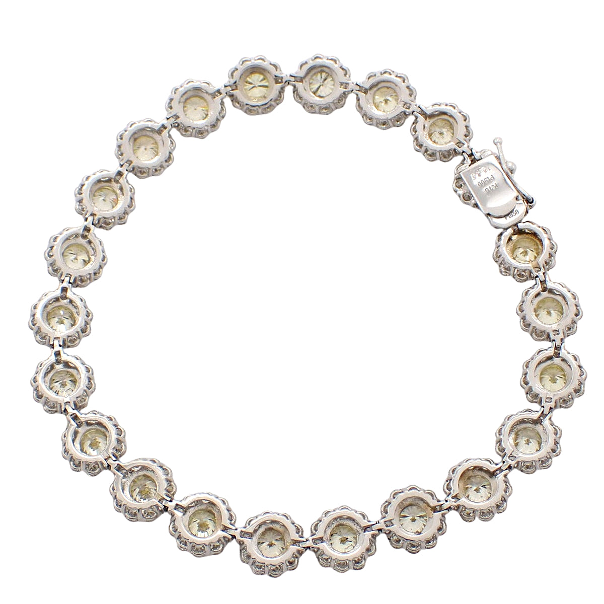 Diamond Flower Tennis Bracelet D10.60 Platinum Pt900 Platinum Pt850 Yellow Gold K18YG 16.4g