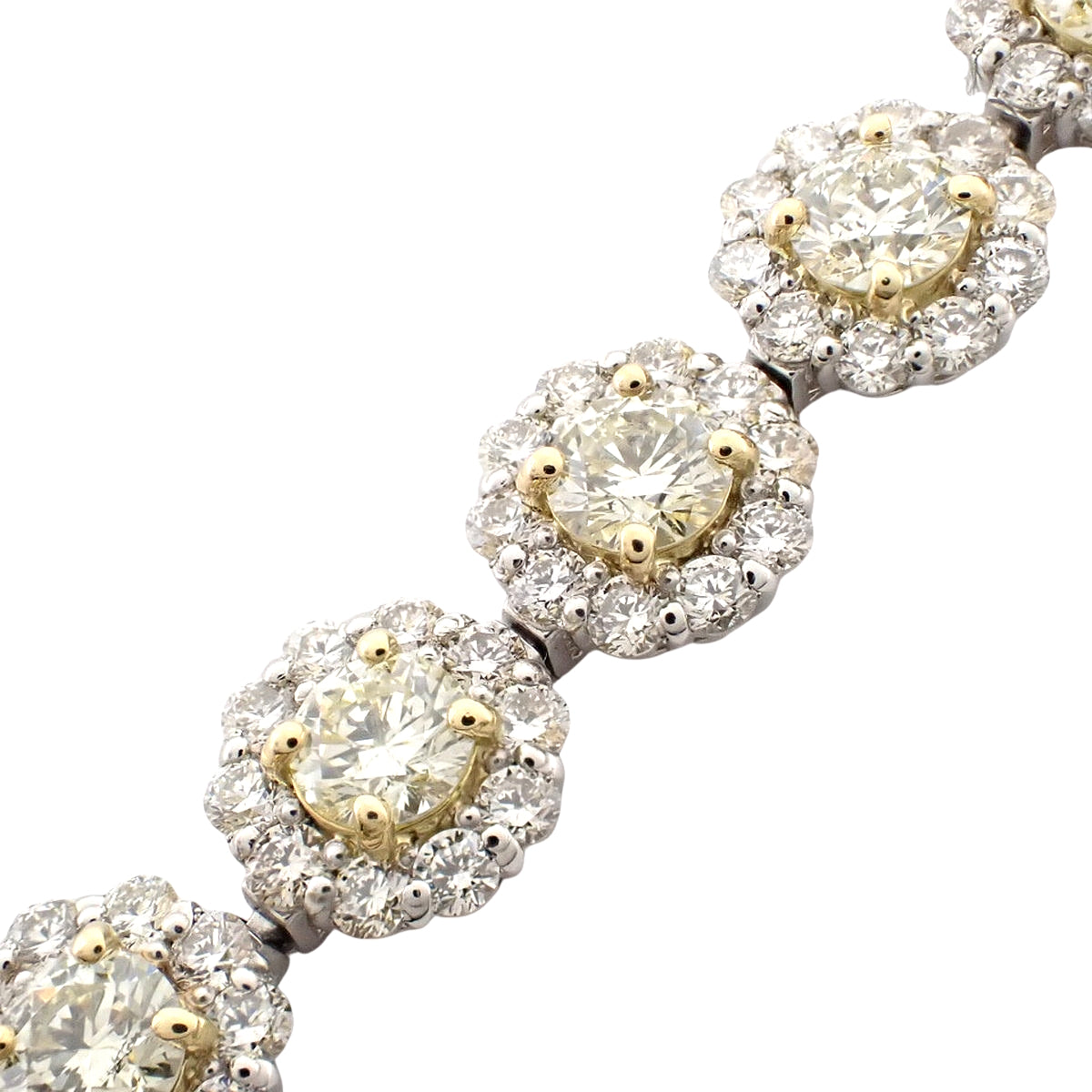 Diamond Flower Tennis Bracelet D10.60 Platinum Pt900 Platinum Pt850 Yellow Gold K18YG 16.4g