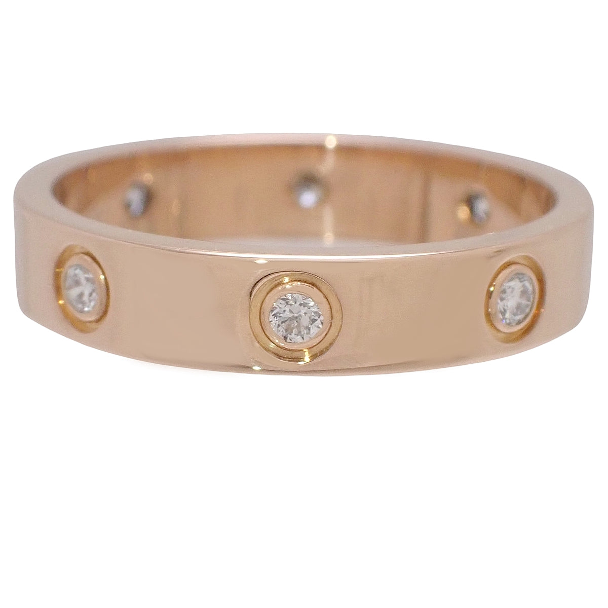 LOVE ring, small model, diamonds, pink gold, 18K, 54, 4.4g