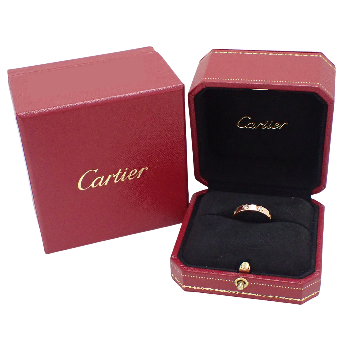 LOVE ring, small model, diamonds, pink gold, 18K, 54, 4.4g