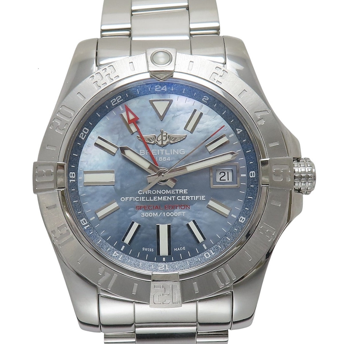 Avenger II GMT Japan Limited A32390 SS/Leather Mother-of-Pearl Dial Ice Blue Automatic Men's