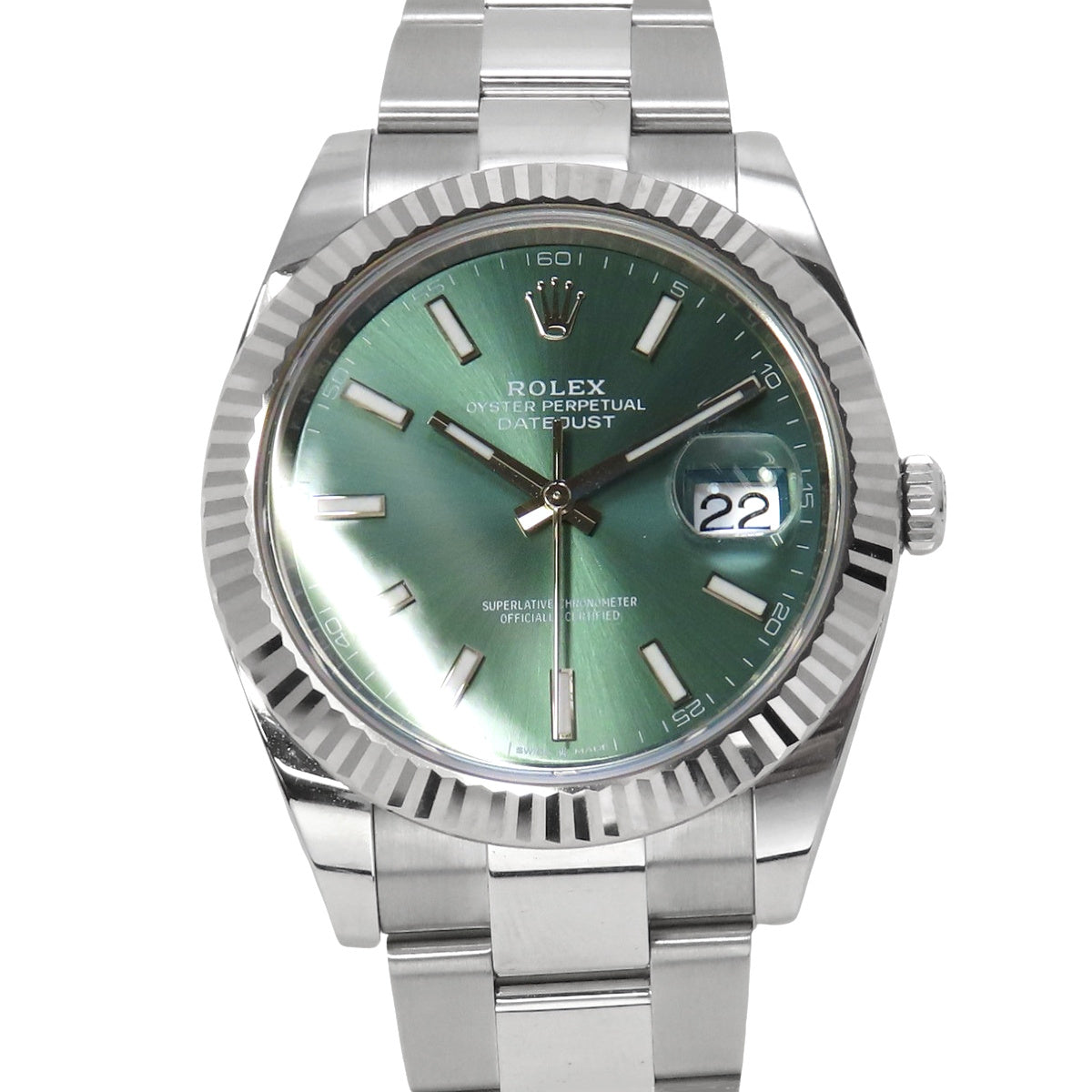 Datejust 41 126334 SS/WG Random Serial Mint Green Automatic Men's