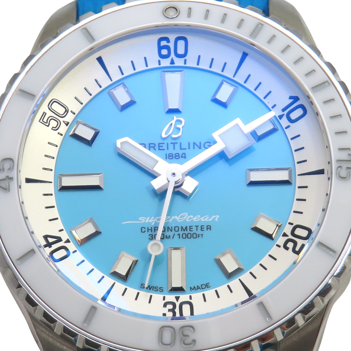 Superocean Automatic 36 A17377 SS/Rubber Turquoise Automatic Men's