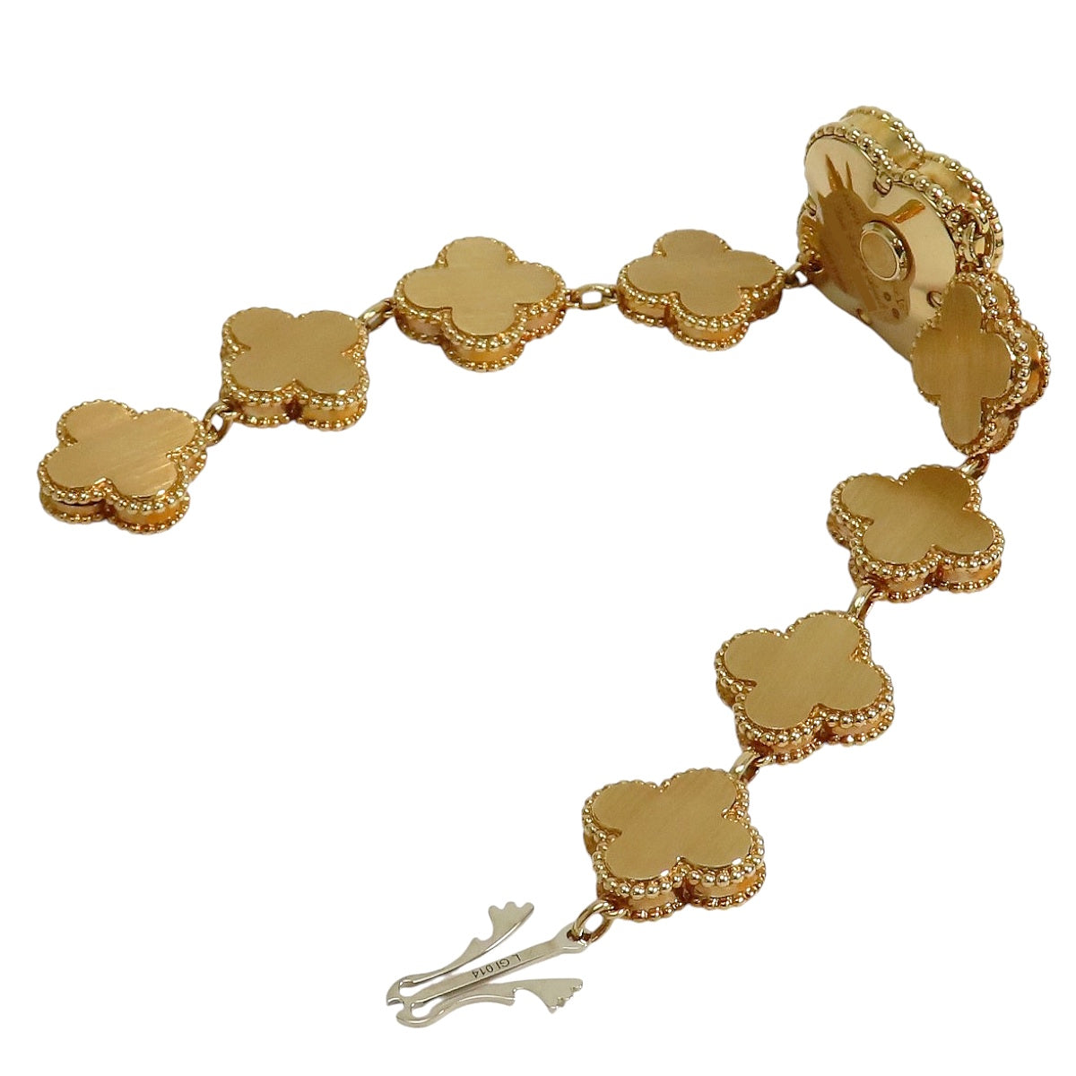 Sweet Alhambra watch, diamonds, mother-of-pearl, VCARO8WW00, 18K yellow gold, guilloché dial, quartz, women's