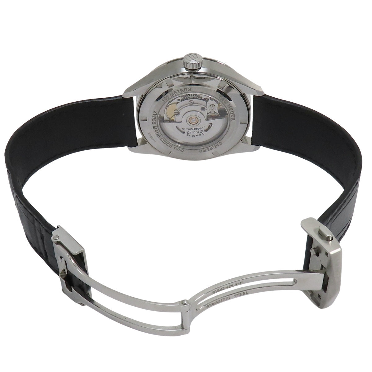 TAG HEUER カレラ デイデイト WBN2013.BA0640 SS/革 ブラック 自動巻き メンズ
