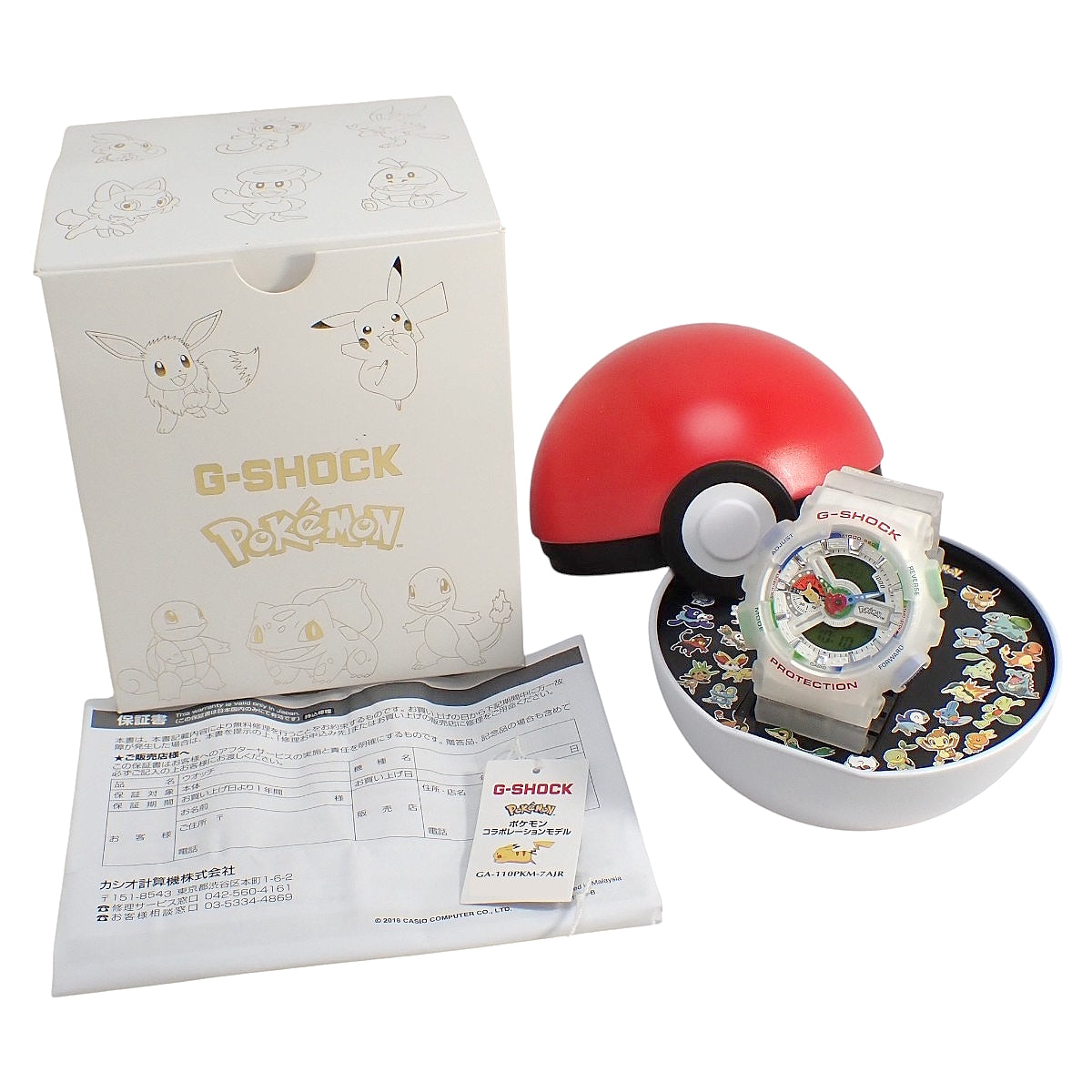 Gショック ポケモンコラボレーションモデル 30周年記念コラボ 限定 GA-110PKM-7AJR RE ホワイト クオーツ メンズ