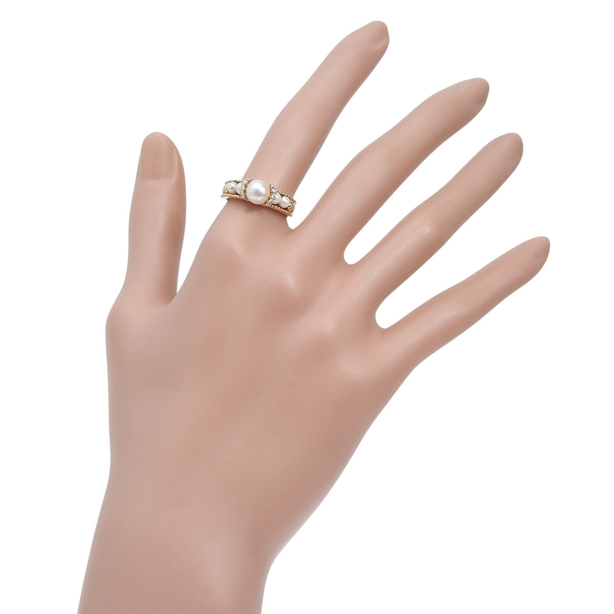 パール ダイヤモンド リング D0.10 K18 イエローゴールド YG