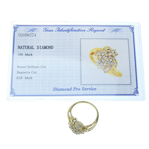 Diamond Flower Ring D1.00 K18 Yellow Gold YG