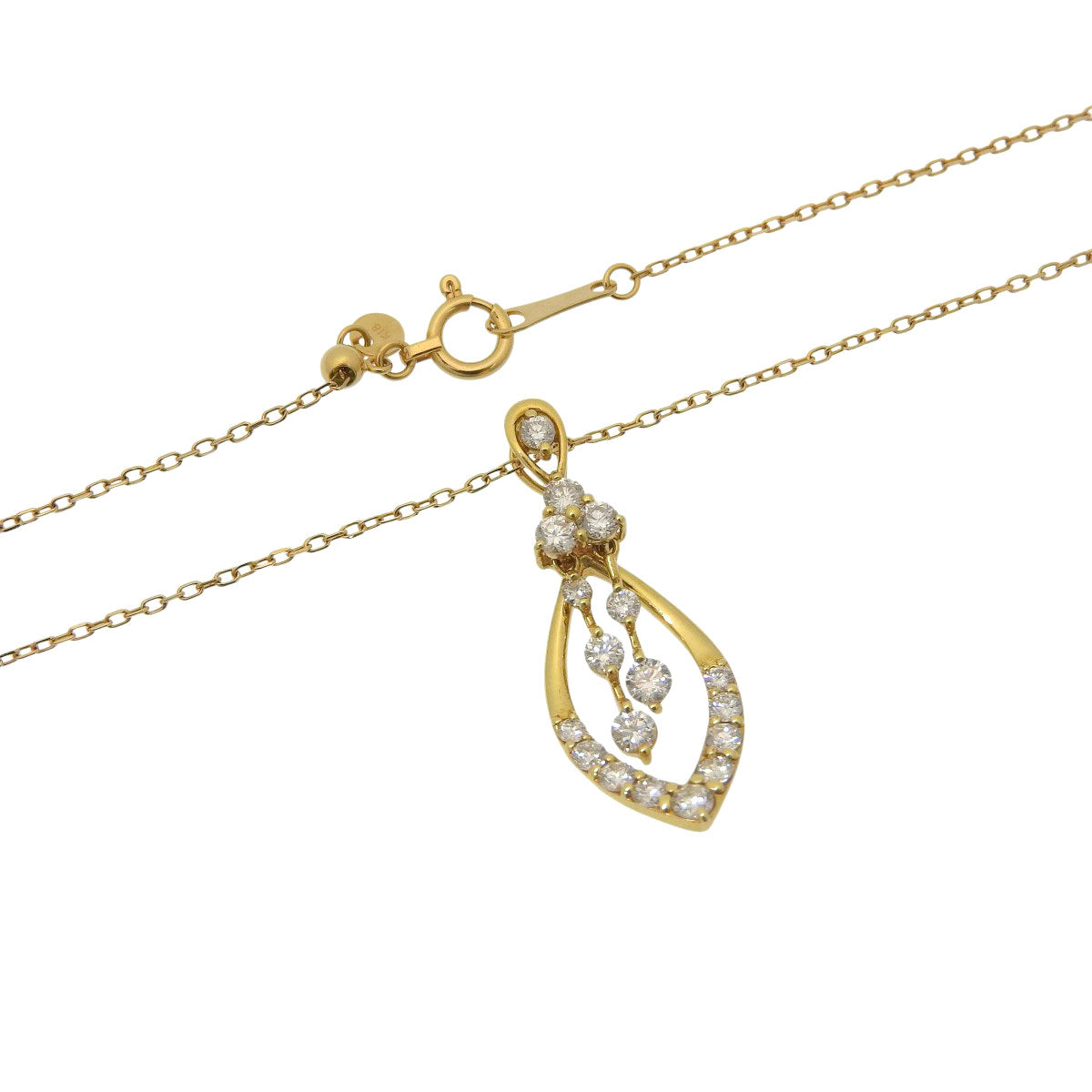 リーフモチーフ ダイヤモンド ネックレス D0.60ct K18YG 2.6g