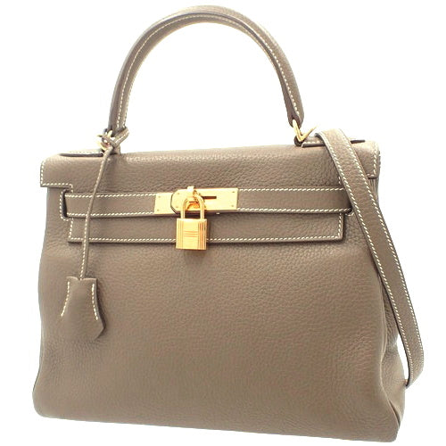 Kelly 28 (inside stitching) Taurillon Clemence Etoupe/Etoupe A stamp