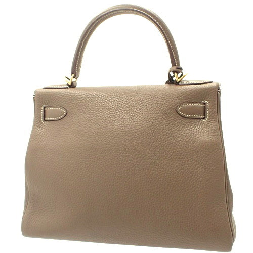 Kelly 28 (inside stitching) Taurillon Clemence Etoupe/Etoupe A stamp