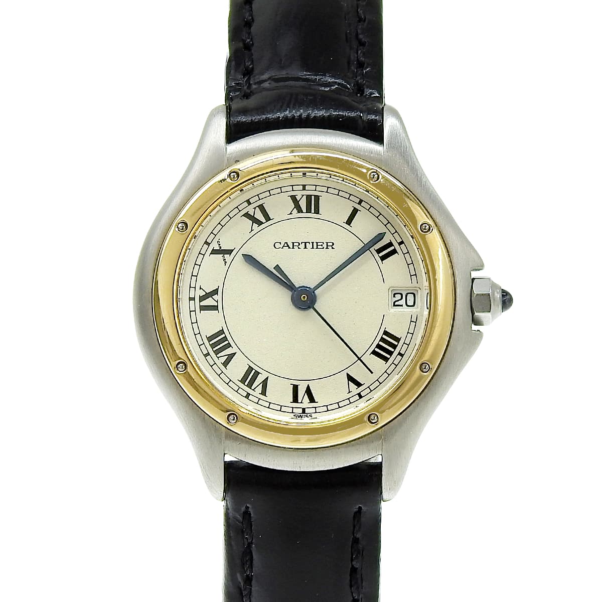 パンテール クーガーSM 187906 YG/SS/革 オフホワイト クオーツ レディース