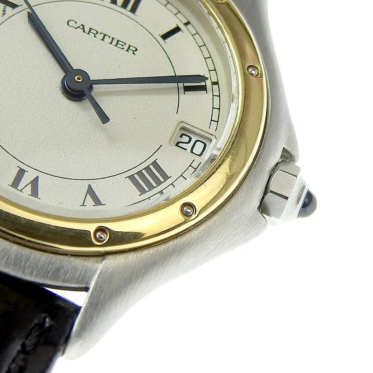 パンテール クーガーSM 187906 YG/SS/革 オフホワイト クオーツ レディース