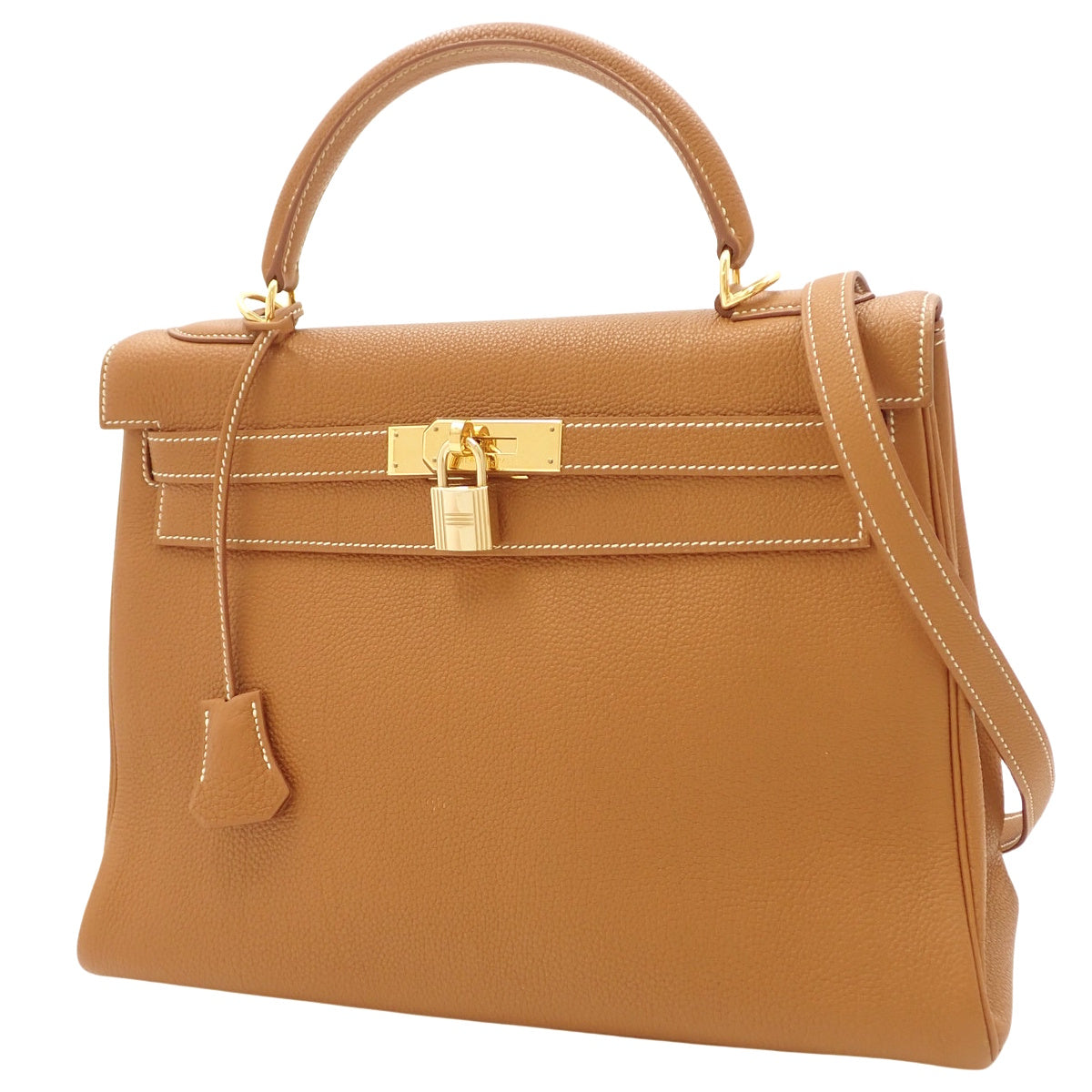 Kelly 32 (with internal stitching), Togo leather, gold hardware, □F stamp.