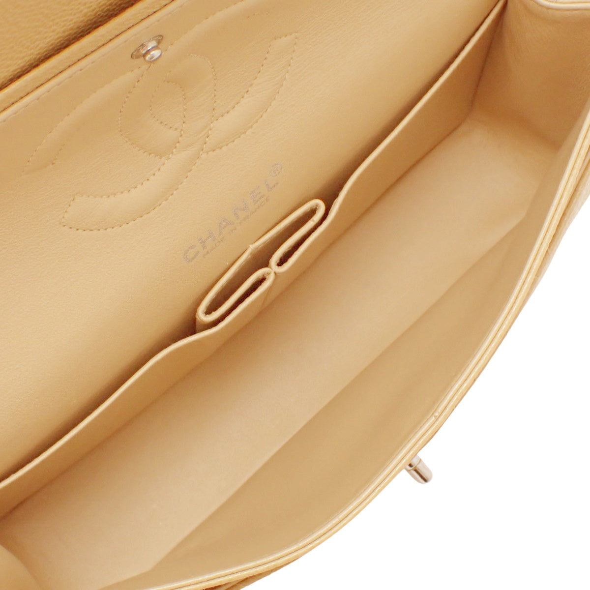 Matelasse 25, Coco Mark chain shoulder bag, caviar skin, beige.