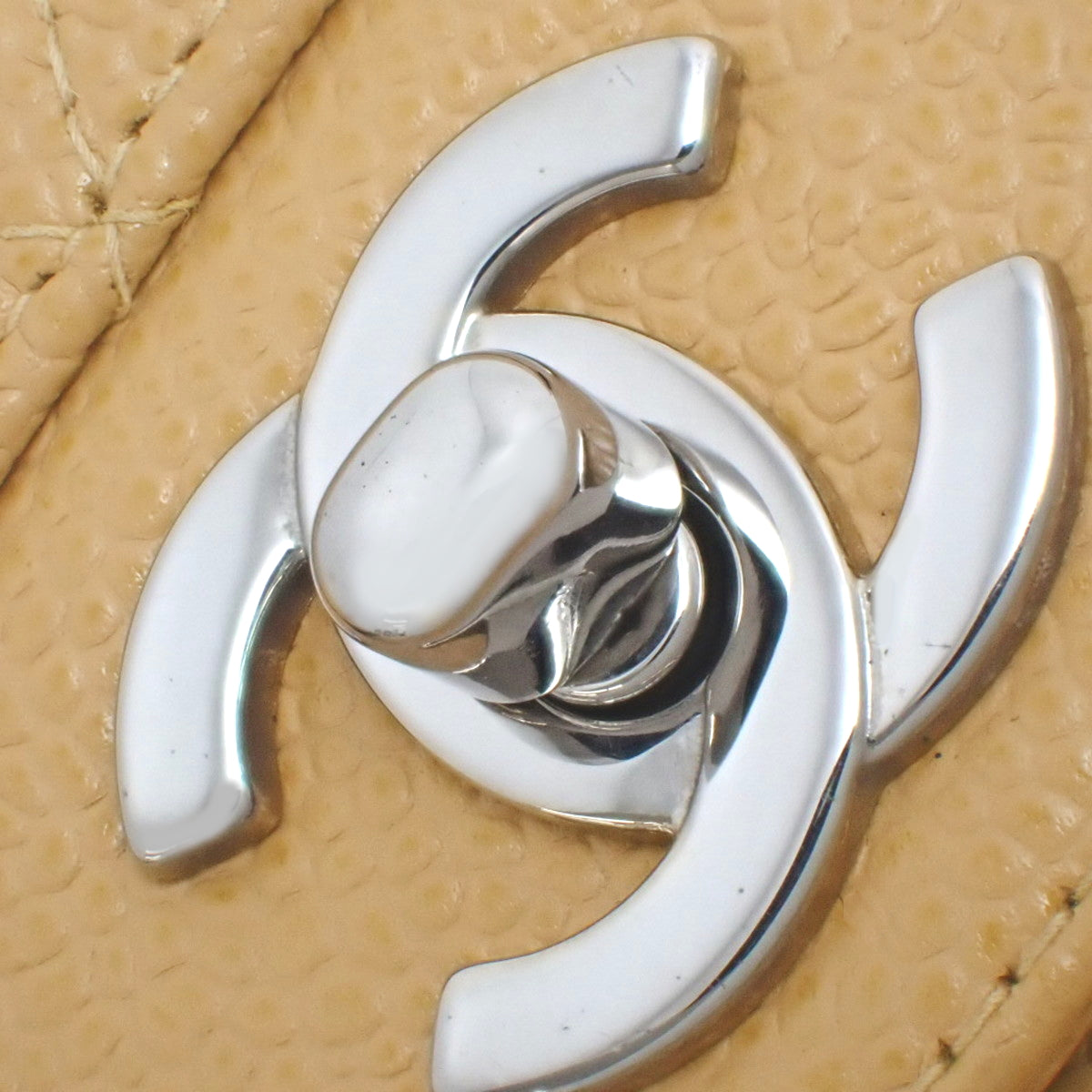 Matelasse 25, Coco Mark chain shoulder bag, caviar skin, beige.