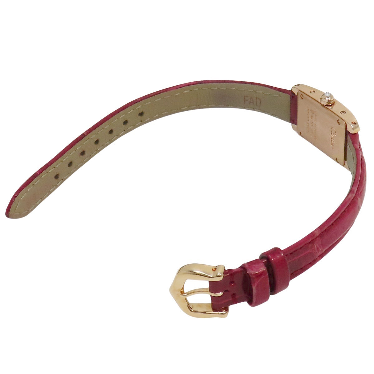 Tank Américaine Mini Diamond Bezel WJTA0026 PG/Leather Silver Quartz Women's