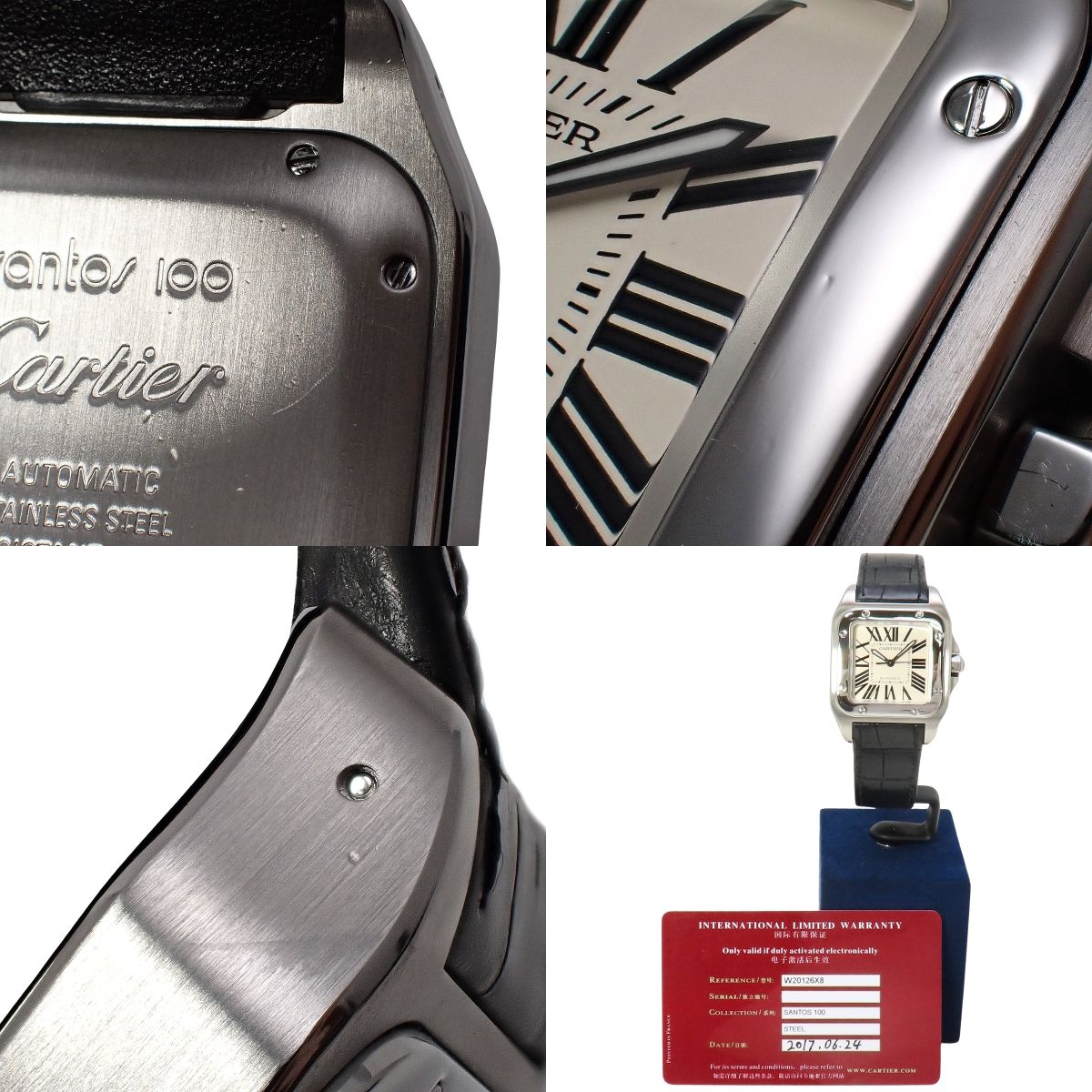 Santos 100MM W20126X8 SS/Leather White Automatic Women's