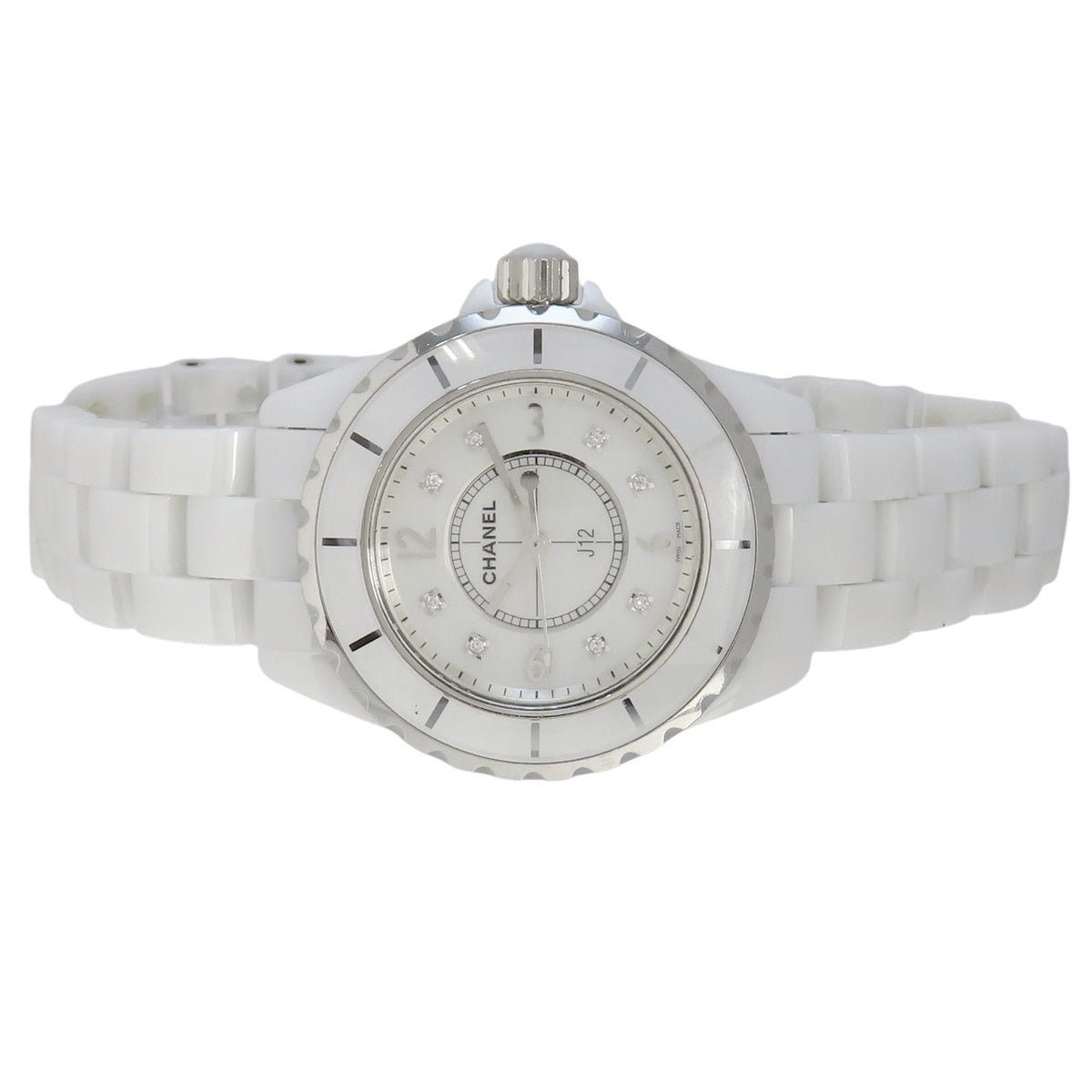 J12 H2422 CE ホワイトシェル文字盤 8Pダイヤモンド クオーツ レディース