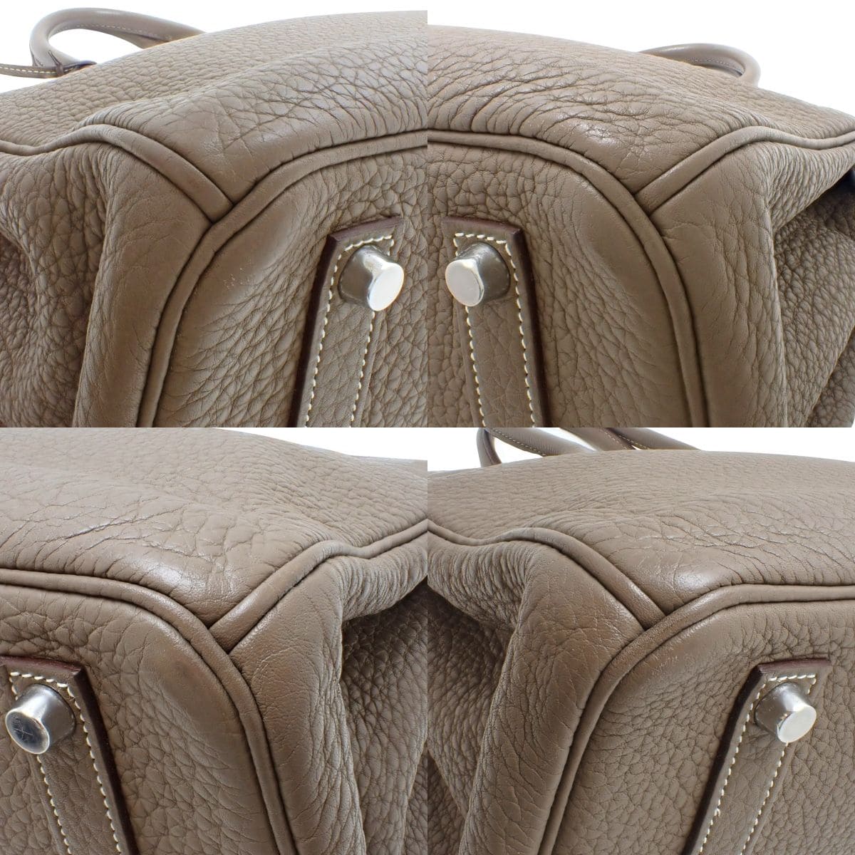 Birkin 35 in Taurillon Clemence Etoupe/Etoupe leather with silver hardware and L stamp
