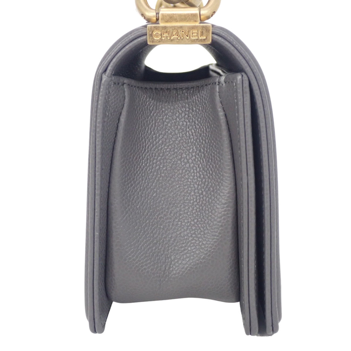 CHANEL Boy Chanel Coco Mark Small Chain Shoulder Bag Caviar Skin Grey