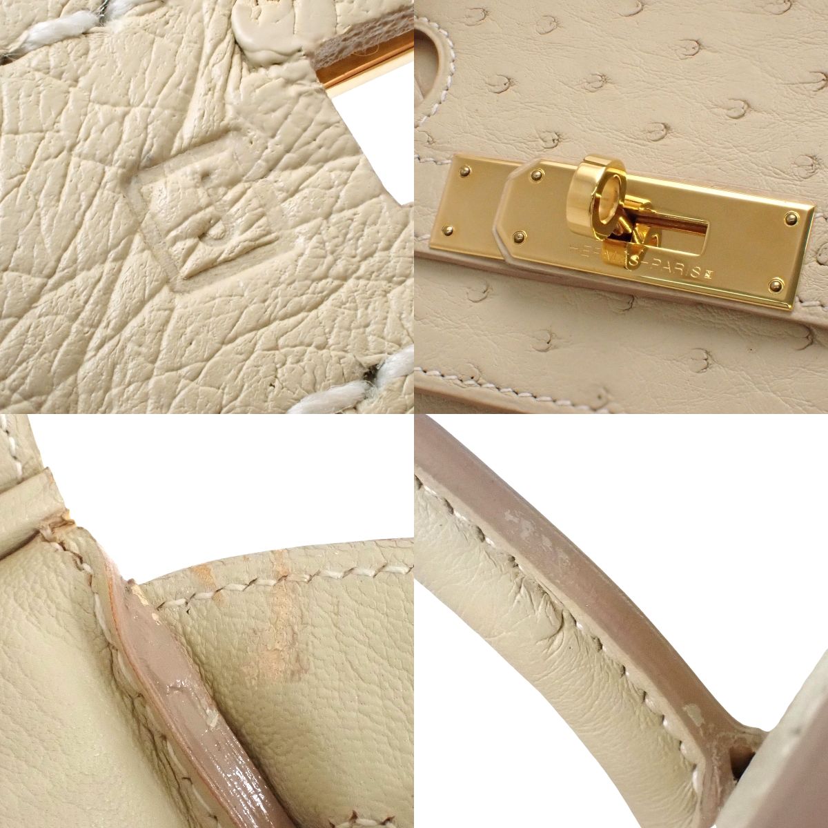 バーキン35 オーストリッチ ベトン ゴールド金具 □J刻印