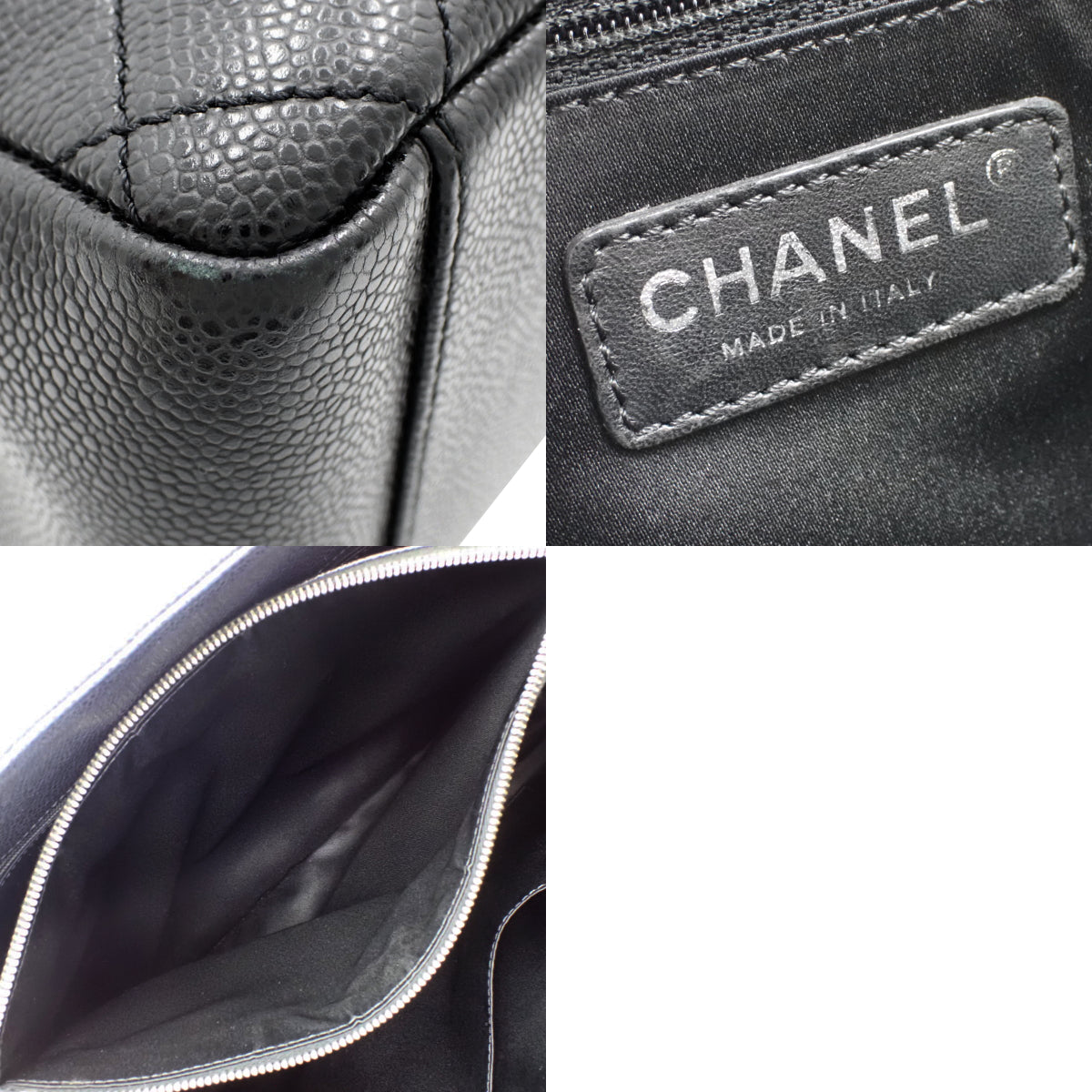 Matelasse Coco Mark GST Tote Caviar Skin Black (马特拉塞 可可标志 GST 托特包 鱼子酱皮 黑色)