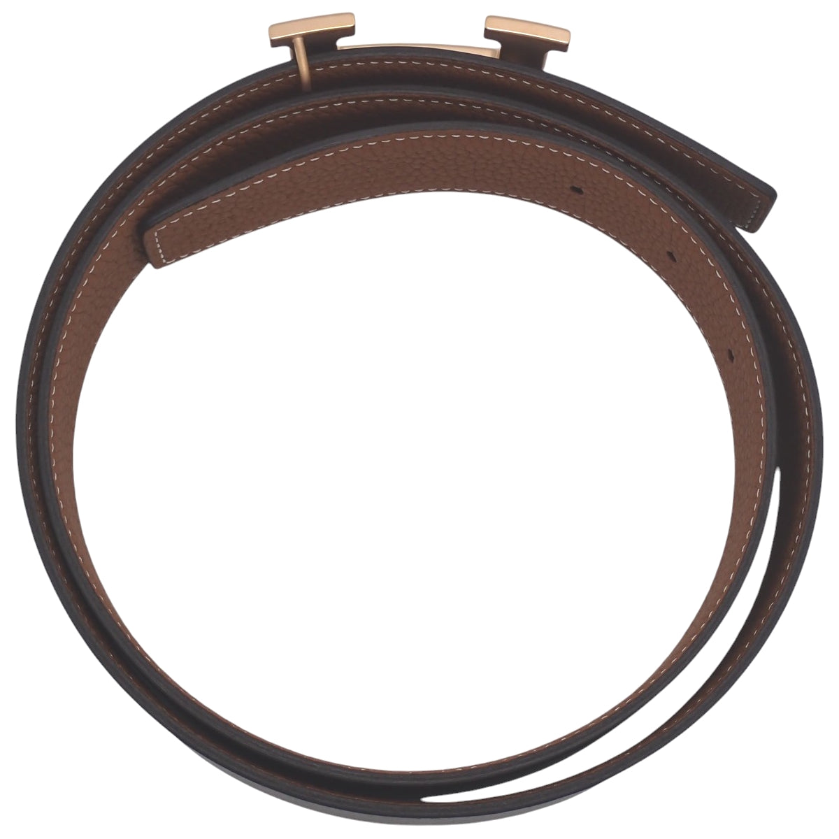 Constance H Belt Reversible 85 Box Calf Togo Gold Black W Stamp