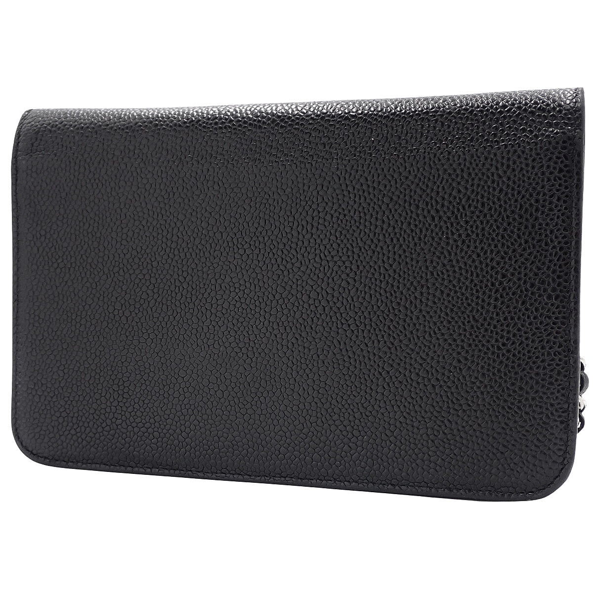 ココマーク チェーンウォレット キャビアスキン ブラック A48654