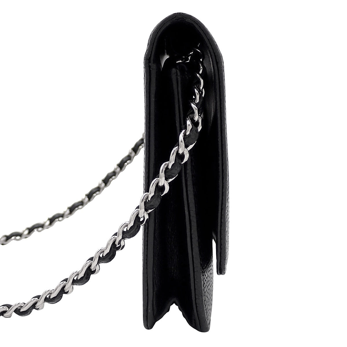 ココマーク チェーンウォレット キャビアスキン ブラック A48654