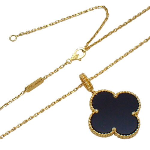 Magic Alhambra Long Necklace, 1 Motif, Onyx, Yellow Gold (K18YG), Accessory, Jewelry, Onyx