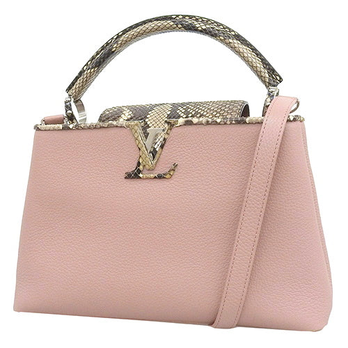Capucine MM, Python, Triomphe Leather, Pink, Shoulder Bag, 2-Way, Shoulder Carry, Crossbody