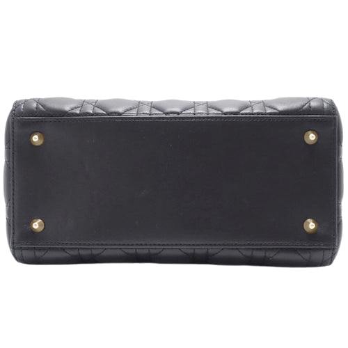 カナージュ レディディオール Lady Dior バッグ ミディアム ラムスキン ブラック M0565ONGE_M900(2024年3月現在現行品) 2WAY ショルダー 肩掛け