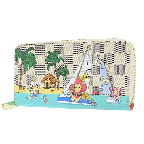 Damier Azur Zippy Wallet Vivienne Long Wallet with Round Zipper, Damier Azur Canvas N40507