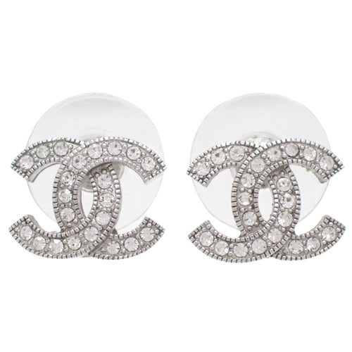 Coco Mark Rhinestone Earrings Metal Accessories Jewelry