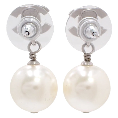 Coco Mark Rhinestone Pearl Earrings, Metal, Faux Pearl, Accessories, Jewelry