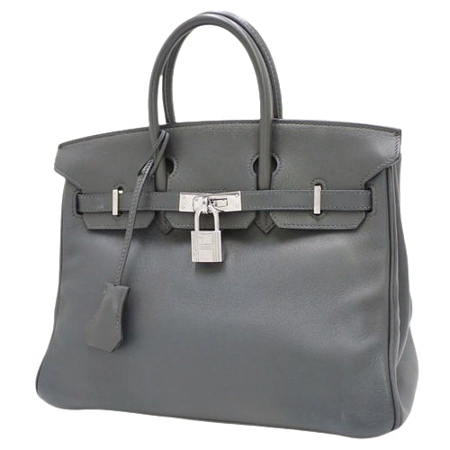 Birkin 25 Graphite Swift Tote Bag with Palladium and Silver Hardware and "L" Stamp