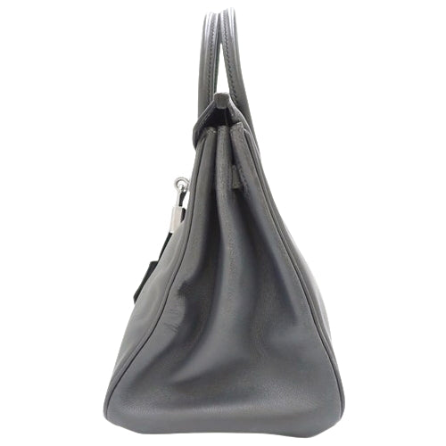Birkin 25 Graphite Swift Tote Bag with Palladium and Silver Hardware and "L" Stamp